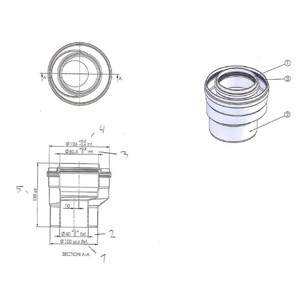 Brötje Adapter Erweiterung konzentrisch ADT DN 60/100 auf DN 80/125, AL/PPs, Weiß... BROETJE-7308354 4017042107433 (Abb. 2)