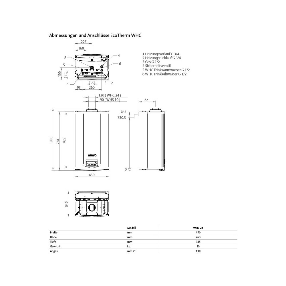 Brötje Gas-Heizwerttherme WHC 24 E-Gas, 11,9-24,0kW mit Trinkwassererwärmung... BROETJE-7628241 4017042137850 (Abb. 3)