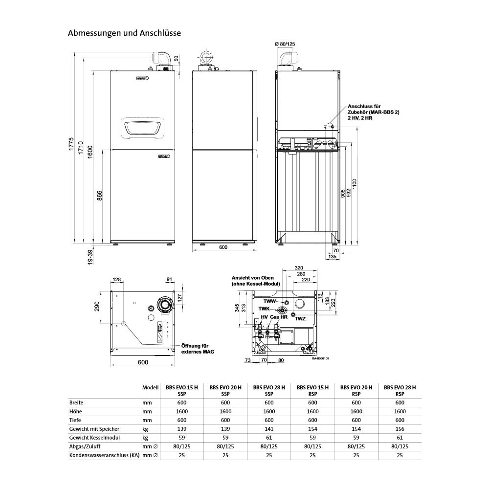 Brötje Schichtenspeicher SSP 135 H, 135l, für Warmwasserbereitung mit Schichtladeprinz... BROETJE-7632100 4017042142229 (Abb. 1)