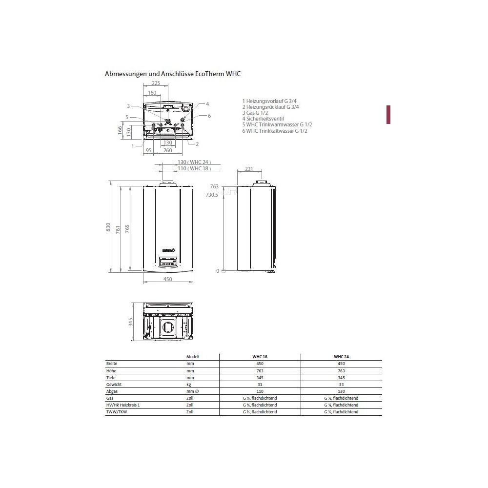 Brötje Gas-Heizwerttherme WHC 18 E-Gas, 10,6-18,0kW mit Trinkwassererwärmung... BROETJE-7651053 4017042157773 (Abb. 3)