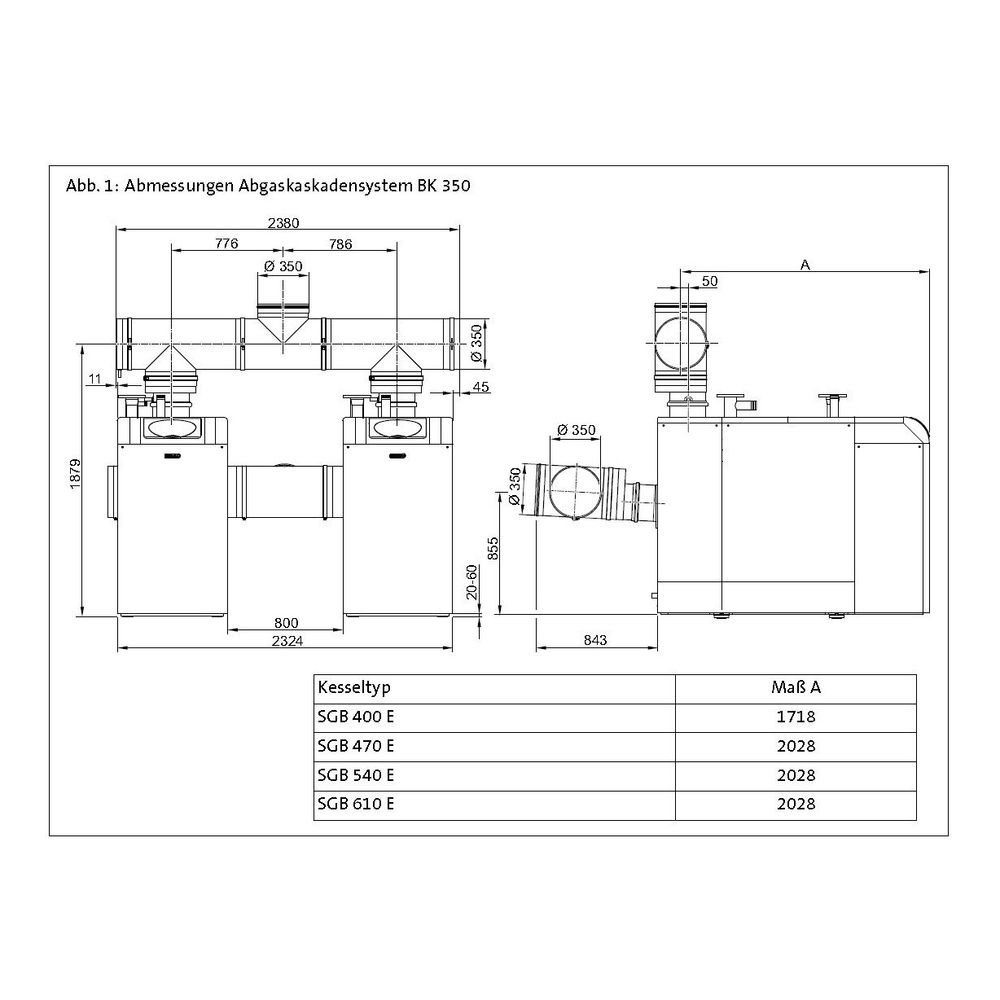 Brötje Bausatz Abgasleitungs-Kaskade BK 350 für SGB 400–610 Serie E... BROETJE-831116 4017042831116 (Abb. 3)