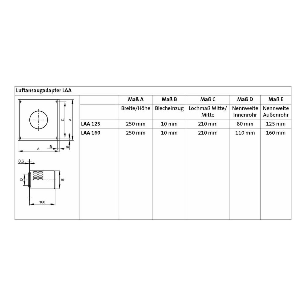 Brötje Luftansaugadapter LAA, für TAS/BAS/KAS, DN 125/80 und 125/75... BROETJE-941525 4017042941525 (Abb. 2)