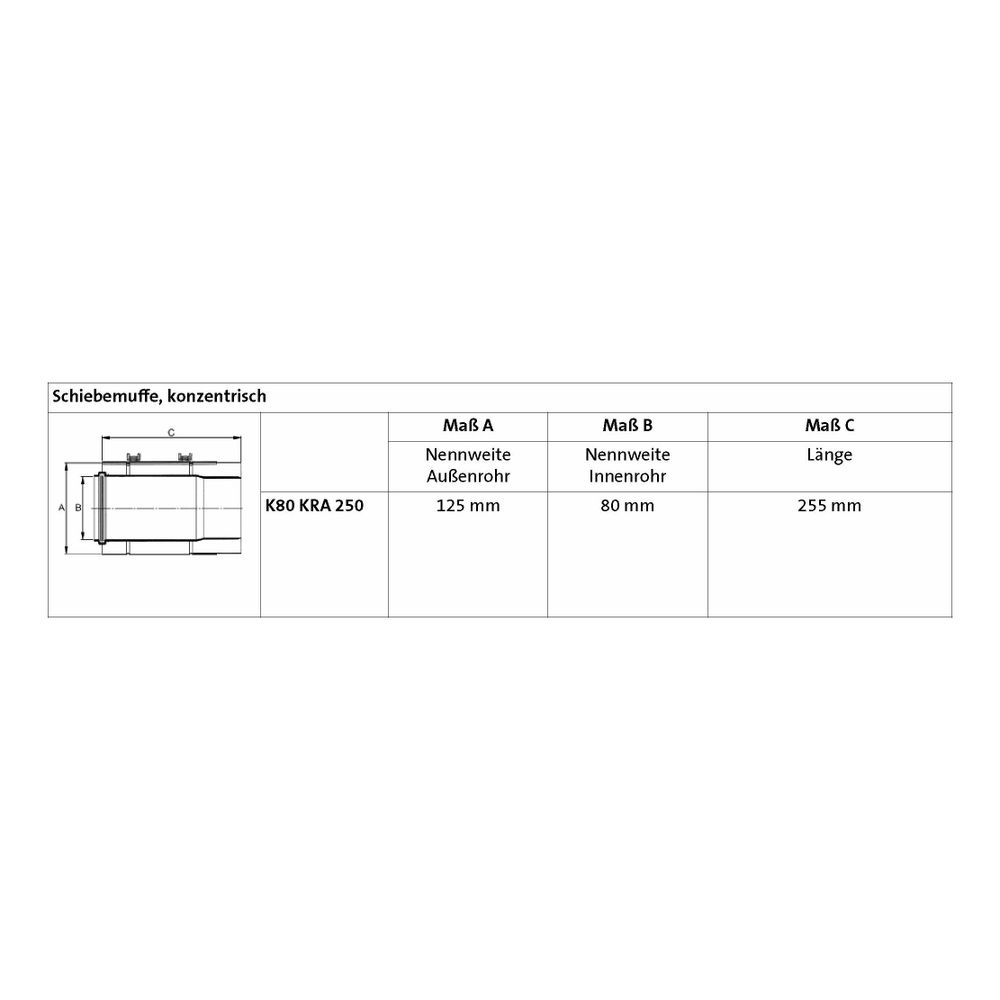 Brötje Langmuffe konzentrisch DN 80/125, PPs/Aluminium... BROETJE-994934 4017042994934 (Abb. 3)