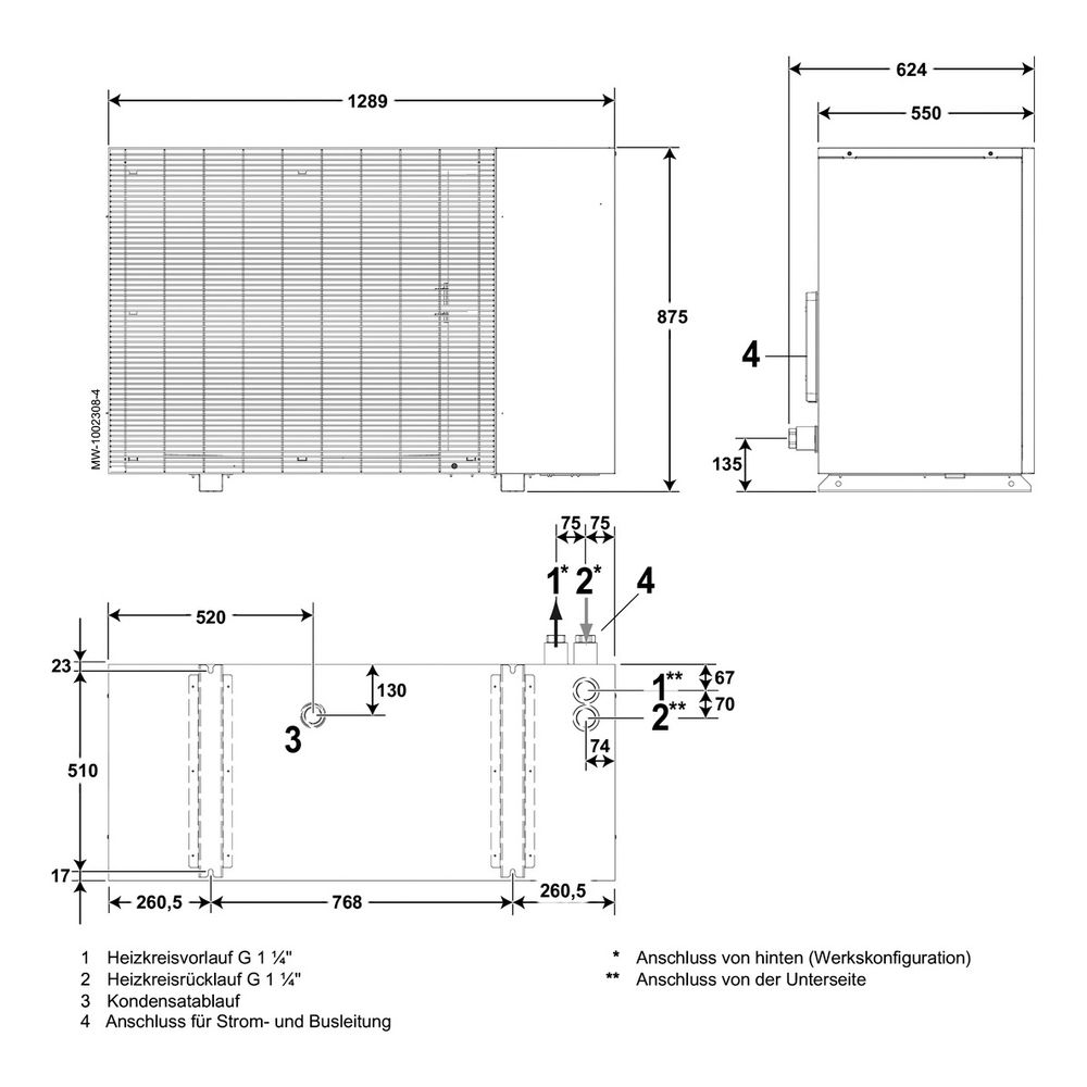 Brötje BLW Mono 6.1 Luft-Wasser Wärmepumpe Außeneinheit, 6kW bei A7/W35, R290, 230V... BROETJE-7809934 4017042267182 (Abb. 3)