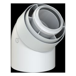 Brötje Bogen 45 Grad konzentrisch K60 KB45, DN 60/100, AL/PPS, Weiß... BROETJE-7308322 4017042107280 (Abb. 1)