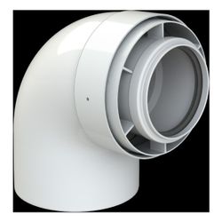 Brötje Bogen 87 Grad konzentrisch K60 KB87, DN 60/100, AL/PPS, Weiß... BROETJE-7308323 4017042107297 (Abb. 1)