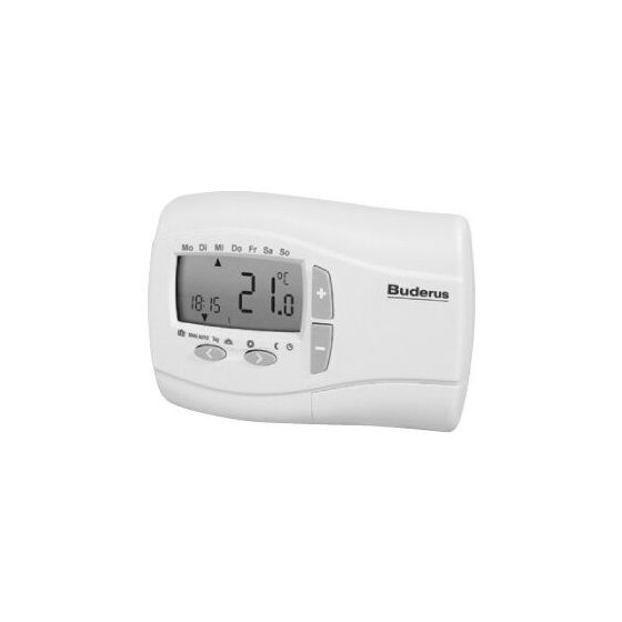 Buderus Logafloor Funk-Uhrenraumthermostat FRTU digital Anzeige, für Uhrzeit/Temperatur