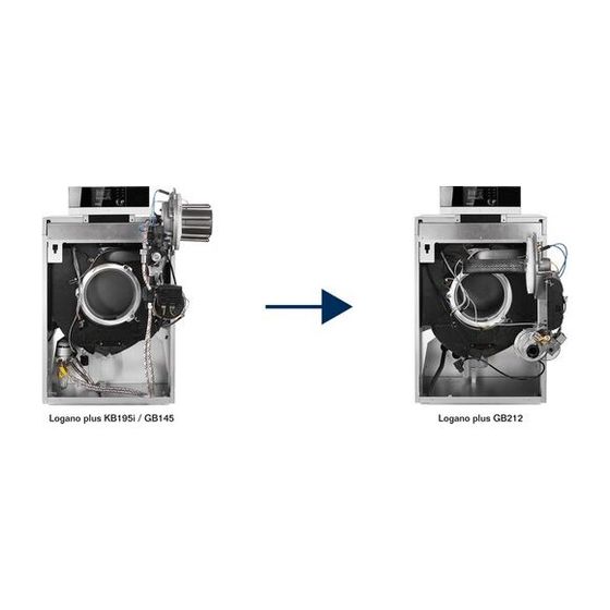 Buderus Umrüstset GB145/KB195 auf GB212 15kW, Erdgas-L, Brenner, Gasrohr,Typenschild