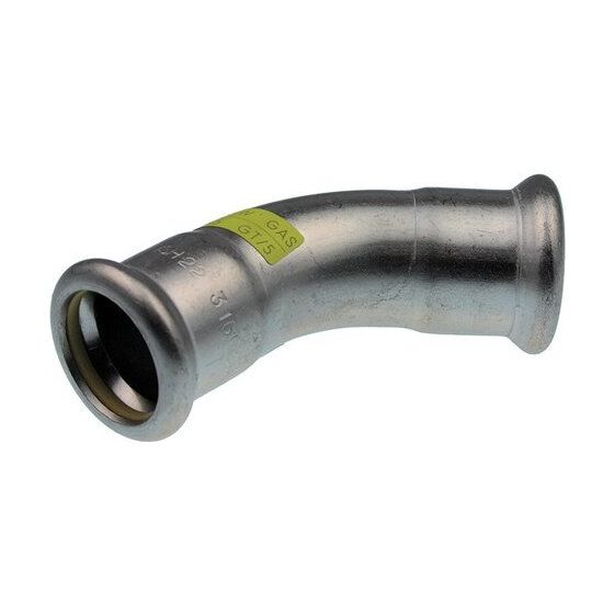 Buderus Logafix Edelstahl Gas Bogen 45 Grad Innen/Innen 18mm mit M-Presskontur