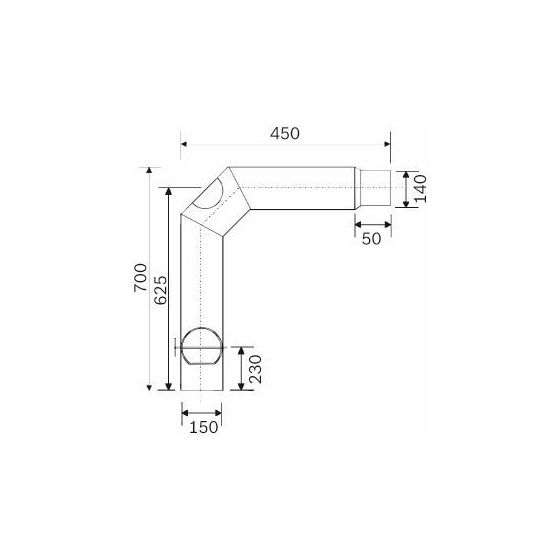 Buderus Abgasanschluss-Set 1, 150x2, oben, Gussgrau, Blueline