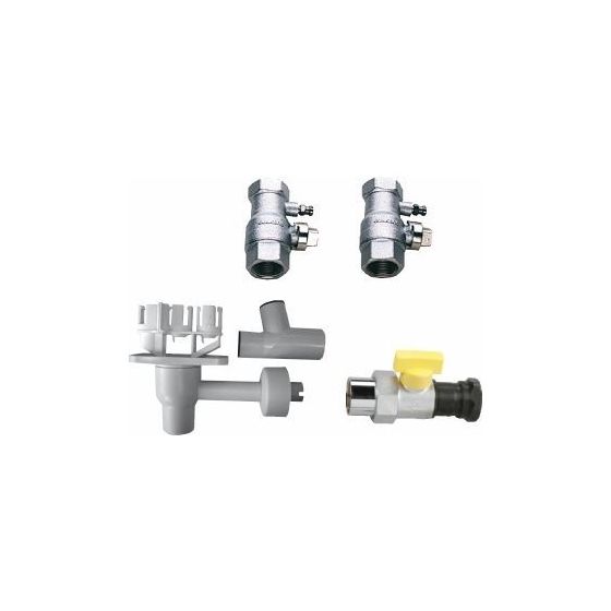 Buderus AS5-Aufputz Anschluss-Set 5, bestehend aus Gashahn GA-BS, Siphon HA und Wartungshahn Heizung