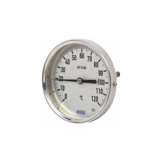 Buderus Bimetallthermometer Typ A52.100 Edelstahl, d. 100mm, Tauchrohr 200mm, 0 bis 120 Grad