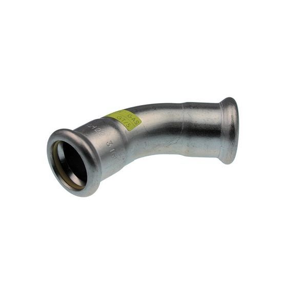 Buderus Logafix Edelstahl Gas Bogen 45 Grad Innen/Innen 42mm mit M-Presskontur