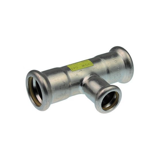 Buderus Logafix Edelstahl Gas T-Stück reduziert Innen/Innen/Innen 88,9x22x88,9mm mit M-Presskontur