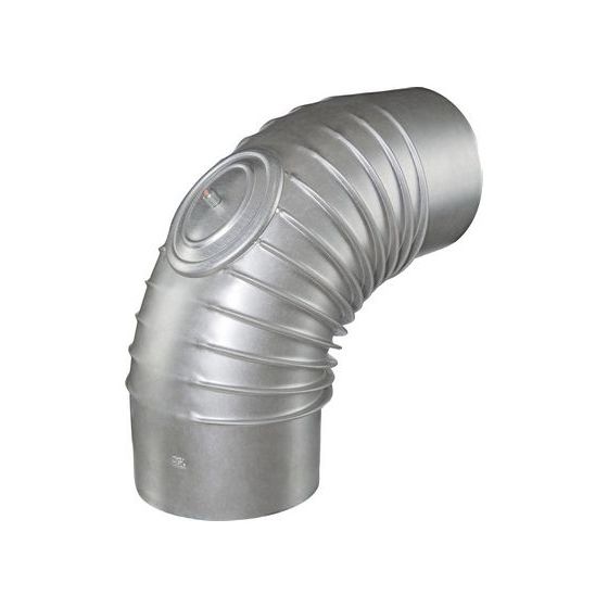 Buderus Abgasrohrbogen Alu, d. 150x1,0mm, 45 Grad, gerippt, mit Tür