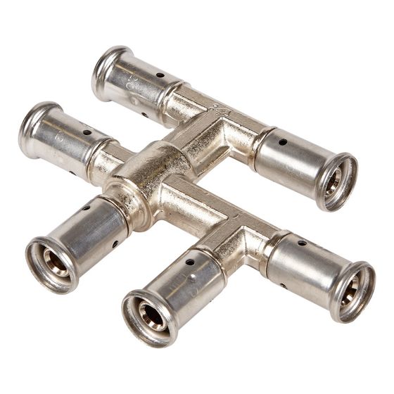Buderus Kreuzungsfitting 20x16x16mm, Messing Brass Pressfitting, Presskontur BE