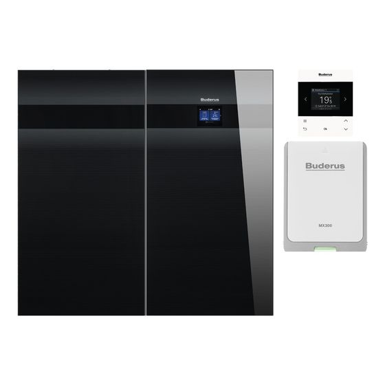 Buderus Logaplus Wärmepumpe WSW196i KM R410A E1 8kW B0/W35, EWH200, Zubehör Glas, Schwarz