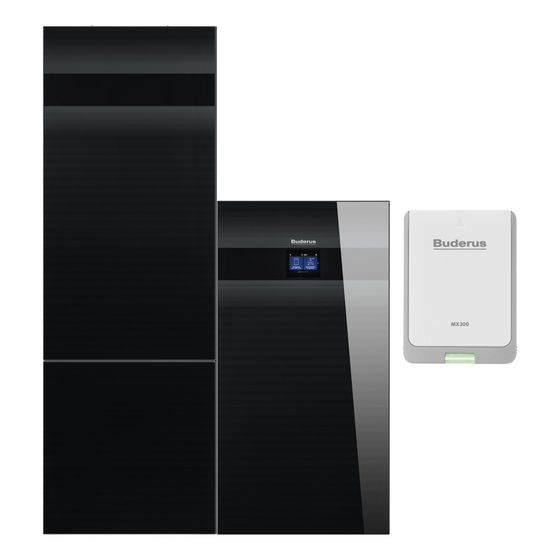 Buderus Logaplus Wärmepumpe WSW196i KM R410A TP2 8kW B0/W35, Puffer auf EWH Glas, Schwarz