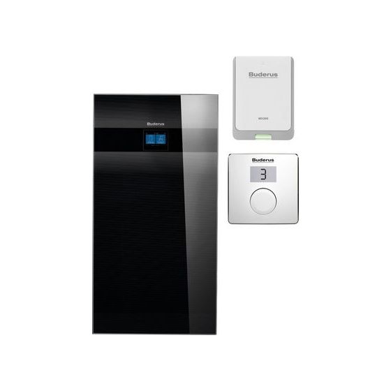 Buderus Logaplus Wärmepumpe WSW196i KM R410A E3 16kW B0/W35, Zubehör Glasverkleidung, Schwarz