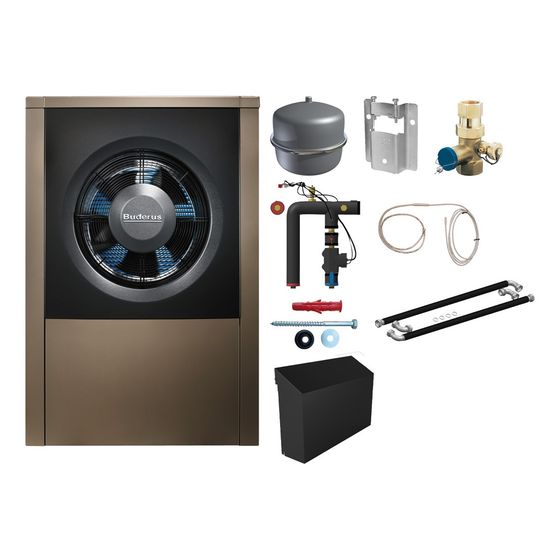 Buderus Logaplus Wärmepumpe WLW196i-8 KM R410A WB ODU8.2i, HW-Set HYC25, INPA mit Abdeckung