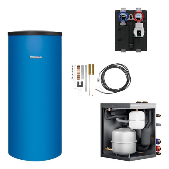 Buderus Logaplus-M-Paket Gas-Brennwertgerät GB212 HB120, WW-Speicher SU160/5, HS25/4 bis 22kW, Blau