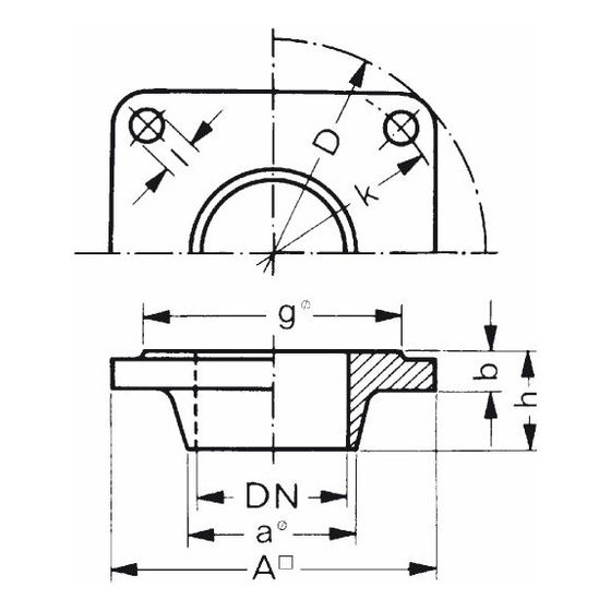 Buderus Flansch 80x89mm, vierkant 130