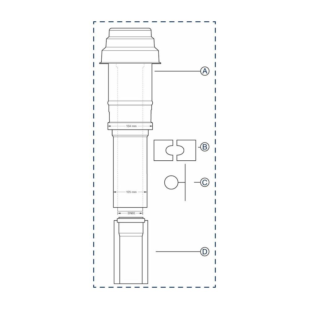 Buderus Grundbausatz DO,d. 80/125mm für Wärmeerzeuger mit KAS nach oben, Schwarz... BUDERUS-7738112570 4057749828460 (Abb. 2)