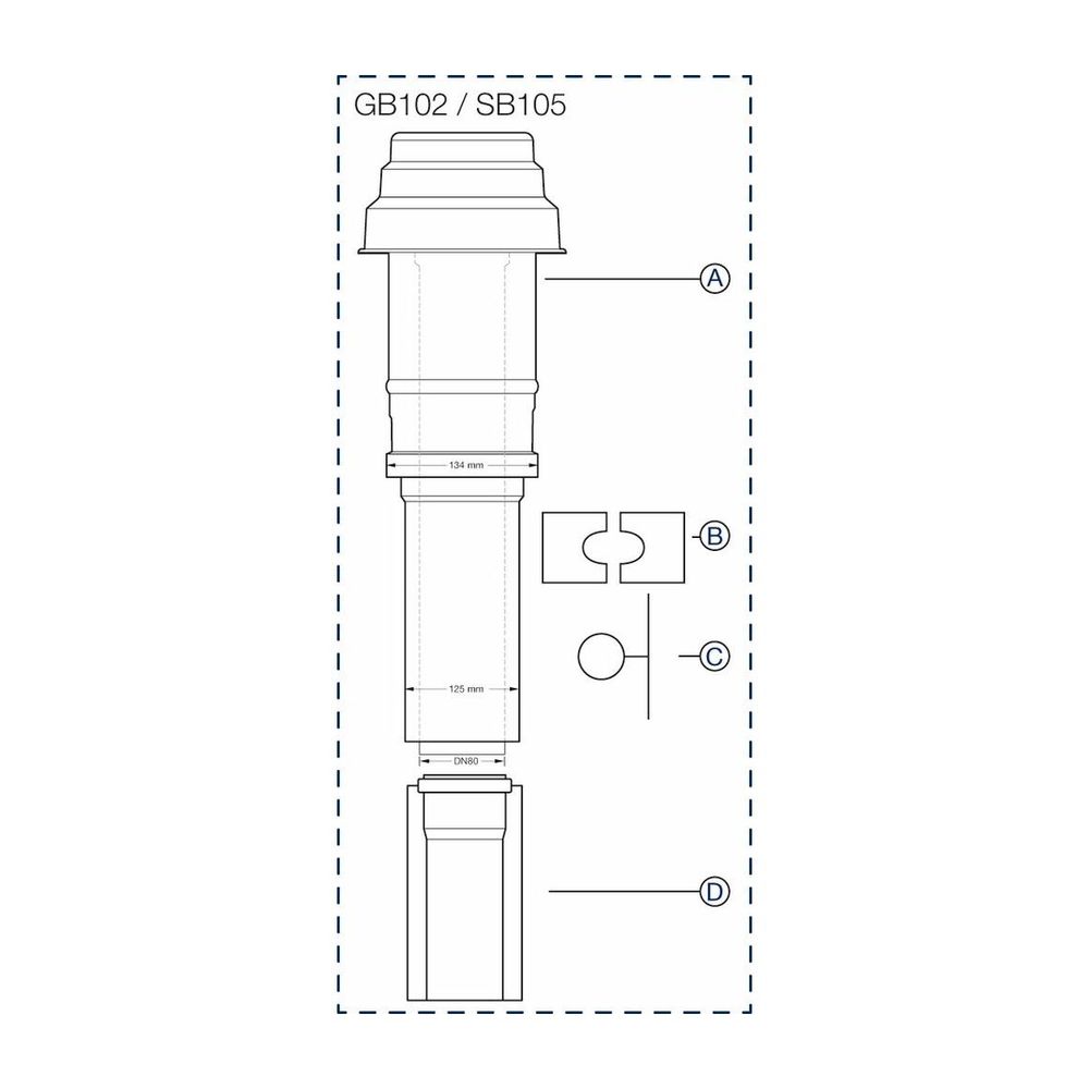 Buderus Grundbausatz DO,d. 80/125mm für Wärmeerzeuger mit KAS nach oben, Schwarz... BUDERUS-7738112570 4057749828460 (Abb. 1)