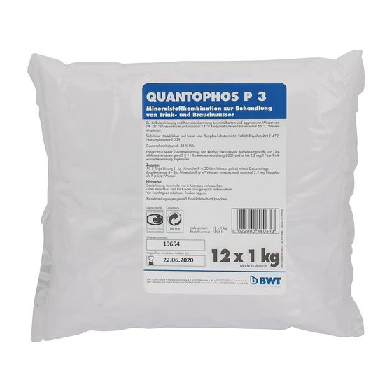 BWT Dosierwirkstoff Quantophos P3 Pulver 1kg, für Medotronic P und Medomat FP, Härtebereich 3, 18061E