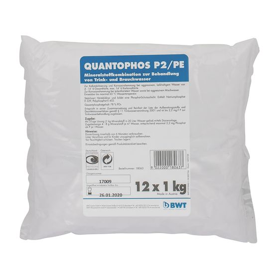 BWT Dosierwirkstoff Quantophos P2/PE Pulver 1kg, für Medotronic P und Medomat FP, nach Enthärtung, 18063E