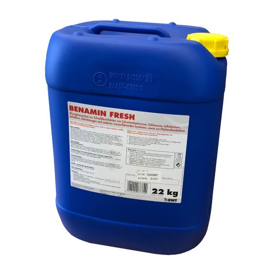 BWT Desinfektionsmittel Benamin Fresh flüssig, Aktivsauerstoff chlorfrei, 22kg Behälter, 87379