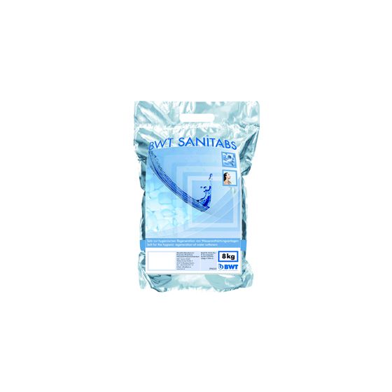 BWT Regeneriersalz Sanitabs Tabletten, Siedesalz mit Reinigungskomponente, 8kg Beutel, 94241