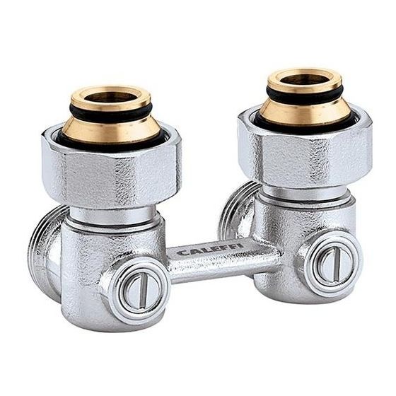 Caleffi Zweirohr Hahnblock 3011 Eckform, 3/4Z IG