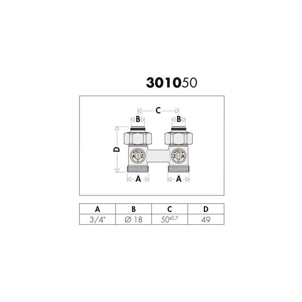 Caleffi Zweirohr Hahnblock 3010 Durchgangsform, 3/4Z IG... CALEFFI-301052 8016615104493 (Abb. 3)