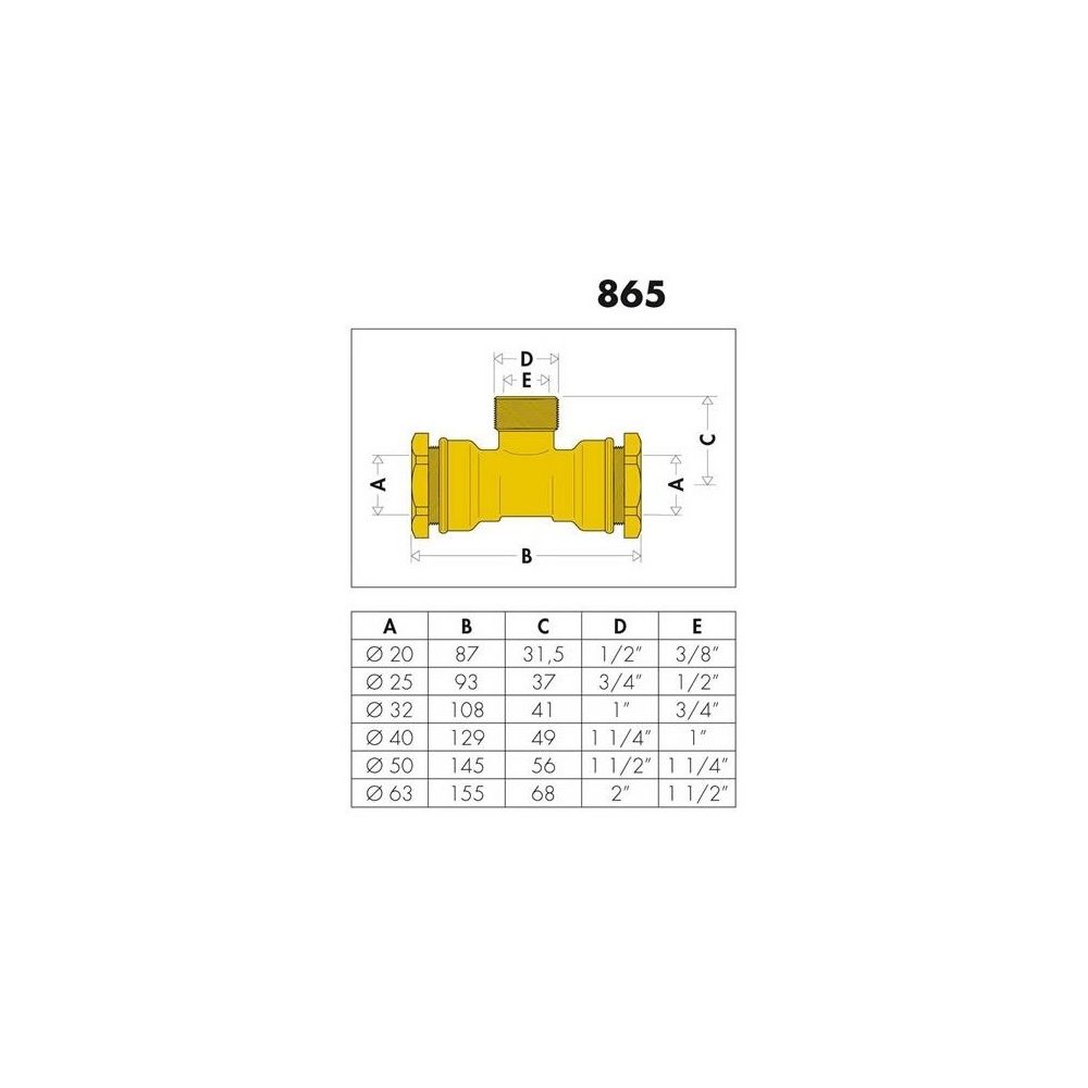 Caleffi T-Stück 865 Messing 20x1/2Z AGx3/8Z IG... CALEFFI-865420 8016615029802 (Abb. 3)