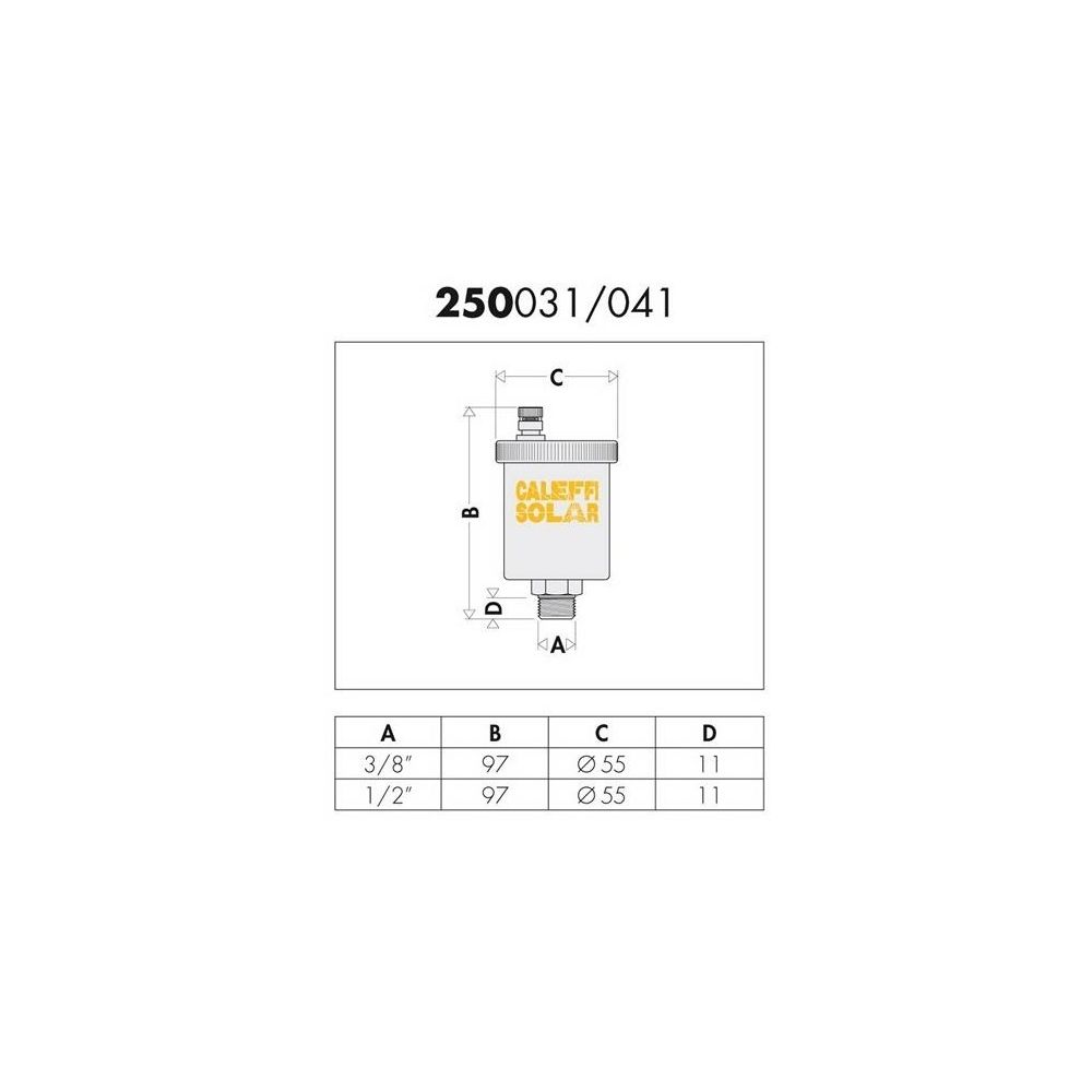 Caleffi autom. Schnellentlüfter Solar Größe 3/8Z m Kugelhahnabsperrung... CALEFFI-250131 8016615245974 (Abb. 3)