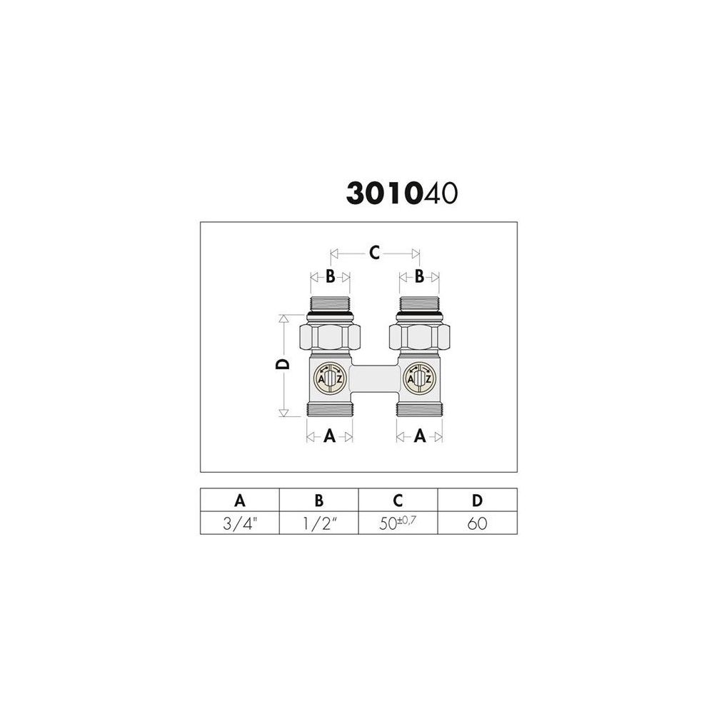 Caleffi Zweirohr Hahnblock 3010 Durchgangsform, 1/2Z AG... CALEFFI-301043 8016615698893 (Abb. 3)
