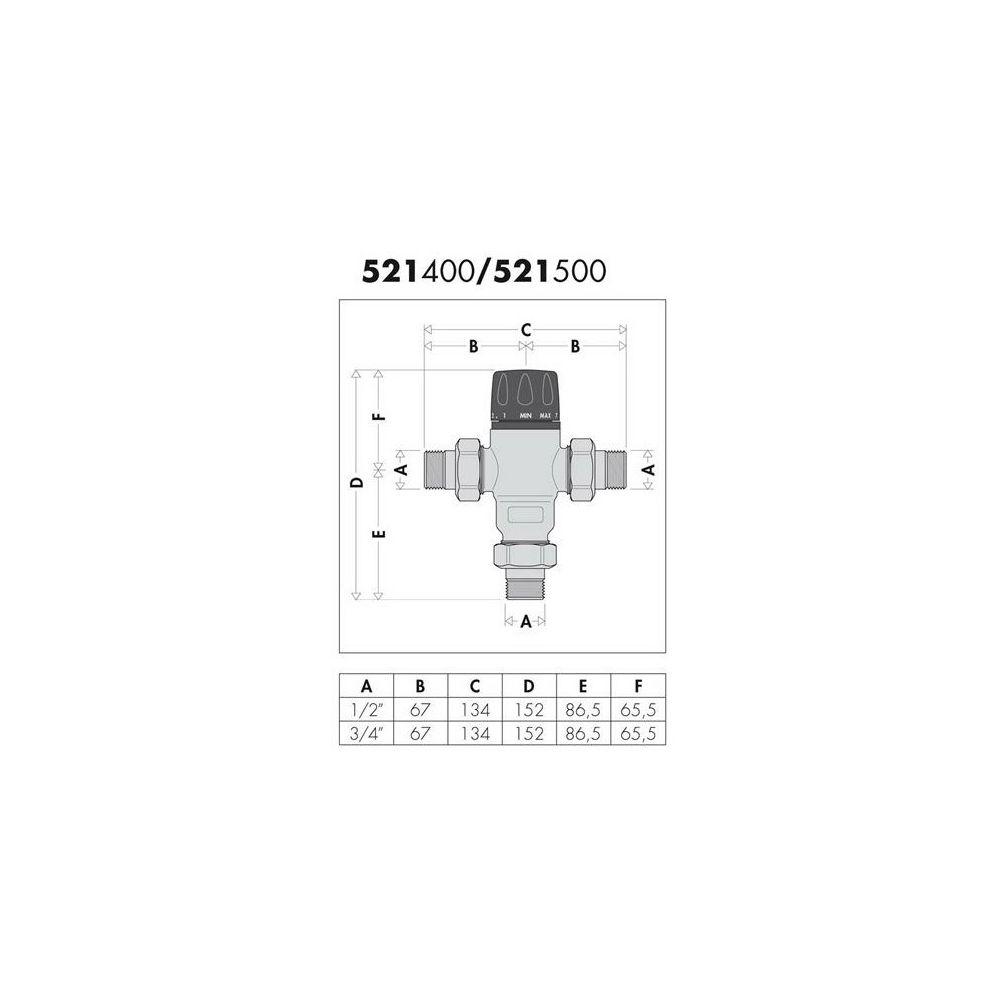 Caleffi Thermomischer MS einstellbar 3/4Z 30Gr - 65Gr... CALEFFI-521500 8016615036633 (Abb. 4)