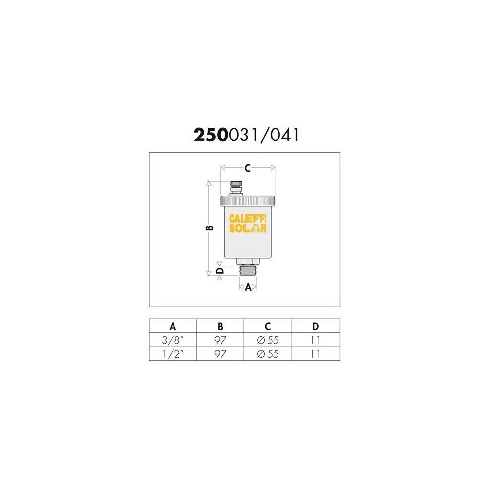 Caleffi autom. Schnellentlüfter Solar Größe 3/8Z m Kugelhahnabsperrung... CALEFFI-250131 8016615245974 (Abb. 4)