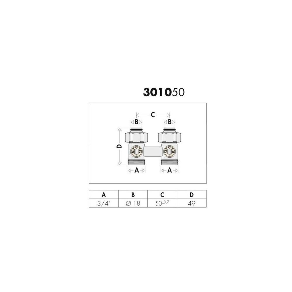 Caleffi Zweirohr Hahnblock 3010 Durchgangsform, 3/4Z IG... CALEFFI-301052 8016615104493 (Abb. 2)