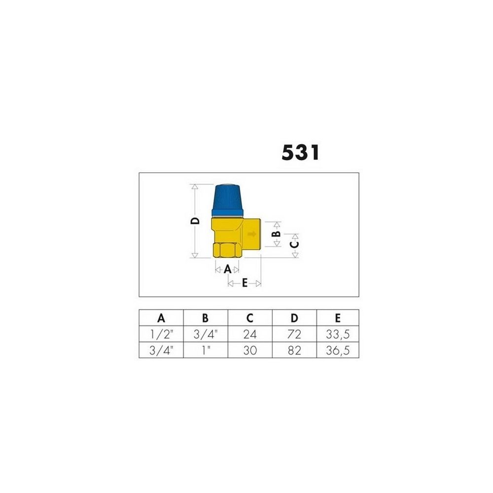 Caleffi Membran-Sicherheitsventil 3/4Z, 8 bar... CALEFFI-531580 8016615013917 (Abb. 2)
