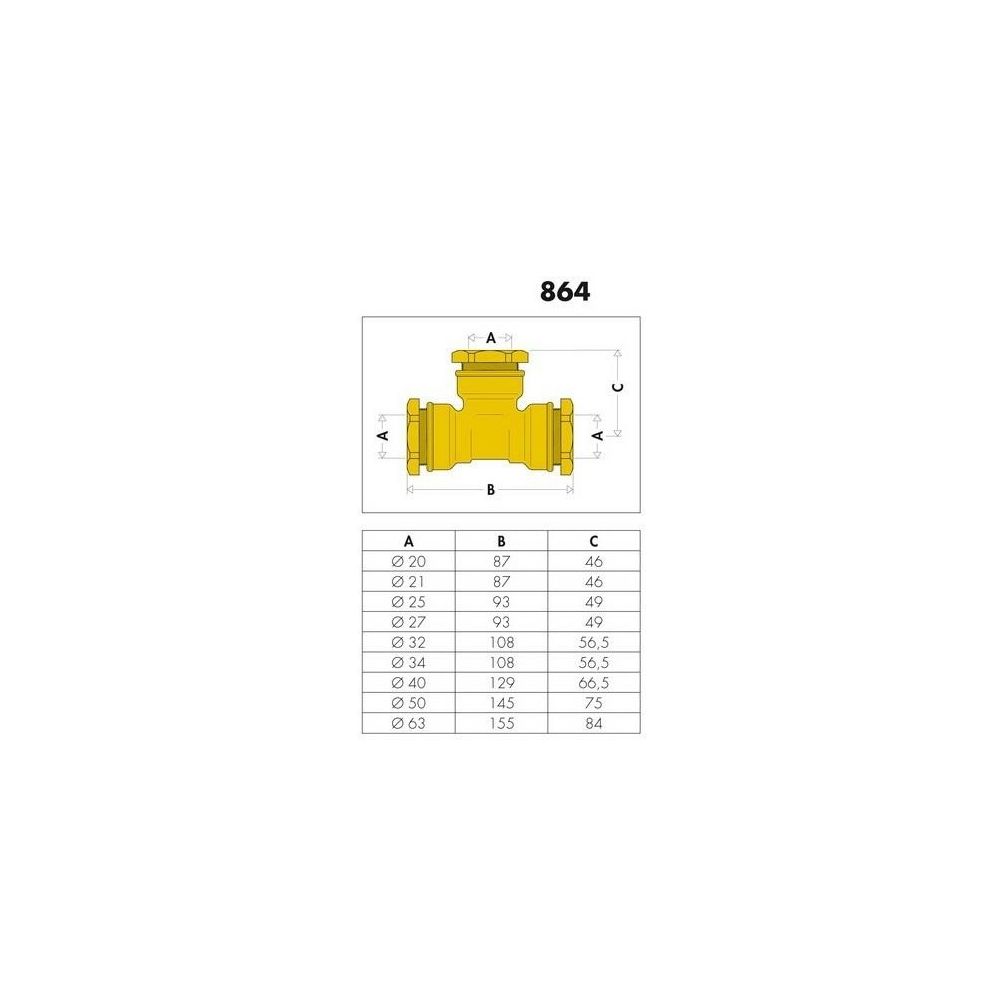 Caleffi T-Stück 864 Messing 20mm... CALEFFI-864020 8016615029680 (Abb. 2)