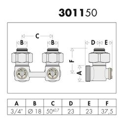 Caleffi Zweirohr Hahnblock 3011 Eckform, 3/4Z IG... CALEFFI-301152 8016615104516 (Abb. 1)