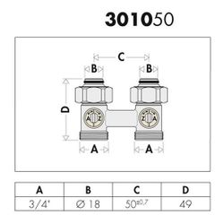 Caleffi Zweirohr Hahnblock 3010 Durchgangsform, 3/4Z IG... CALEFFI-301052 8016615104493 (Abb. 1)