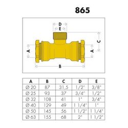 Caleffi T-Stück 865 Messing 20x1/2Z AGx3/8Z IG... CALEFFI-865420 8016615029802 (Abb. 1)