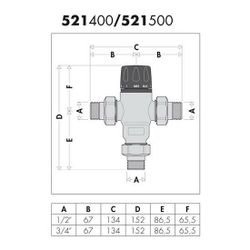 Caleffi Thermomischer MS einstellbar 3/4Z 30Gr - 65Gr... CALEFFI-521500 8016615036633 (Abb. 1)