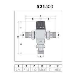 Caleffi Thermomischer MS einstellbar 3/4Z 30Gr - 65Gr... CALEFFI-521503 8016615050332 (Abb. 1)