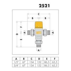 Caleffi Solar-Thermomischer f Eingangstemperaturen b 100 Gr 3/4Z... CALEFFI-252150 8016615151909 (Abb. 1)