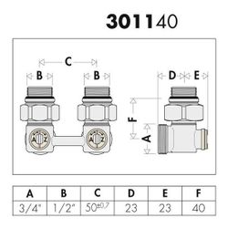 Caleffi Zweirohr-Hahnblock 3011 Eckform, 1/2Z AG... CALEFFI-301143 8016615698916 (Abb. 1)
