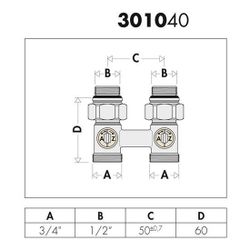 Caleffi Zweirohr Hahnblock 3010 Durchgangsform, 1/2Z AG... CALEFFI-301043 8016615698893 (Abb. 1)